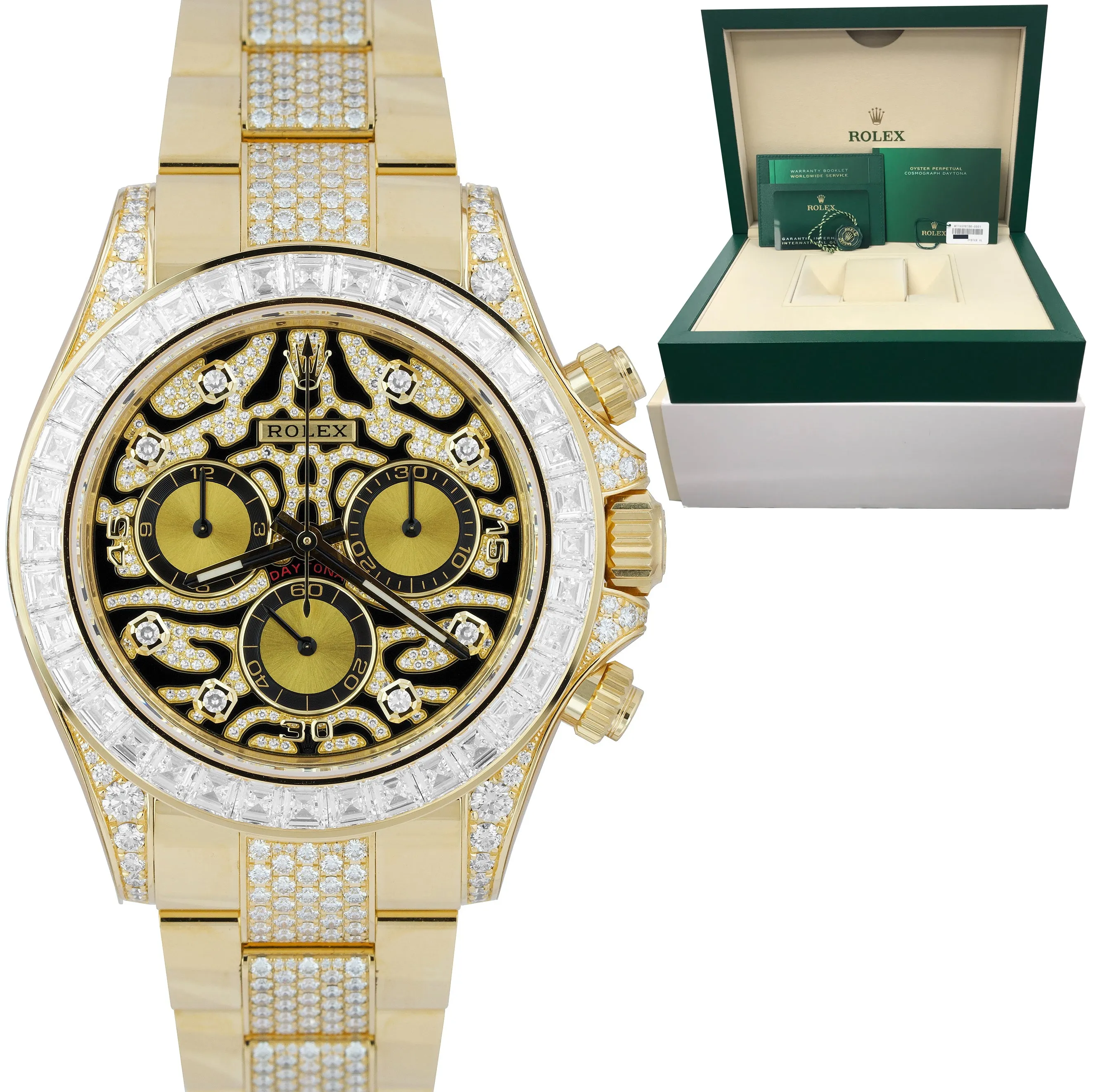 Rolex Daytona Yellow Gold FACTORY DIAMOND 'Eye Of The Tiger' Watch 116598 TBR