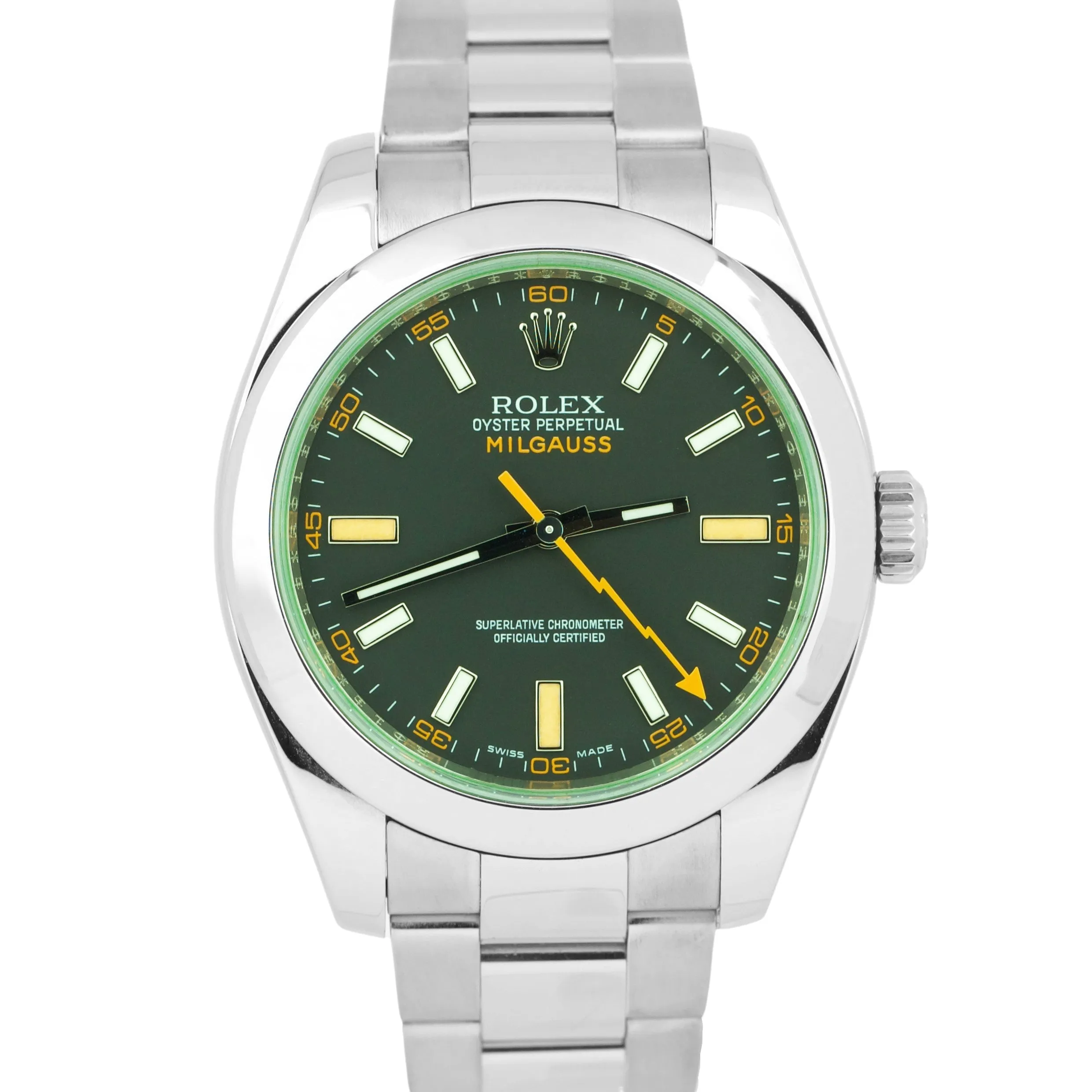 Rolex Milgauss Green Anniversary BLACK Stainless Steel Oyster 40mm 116400GV