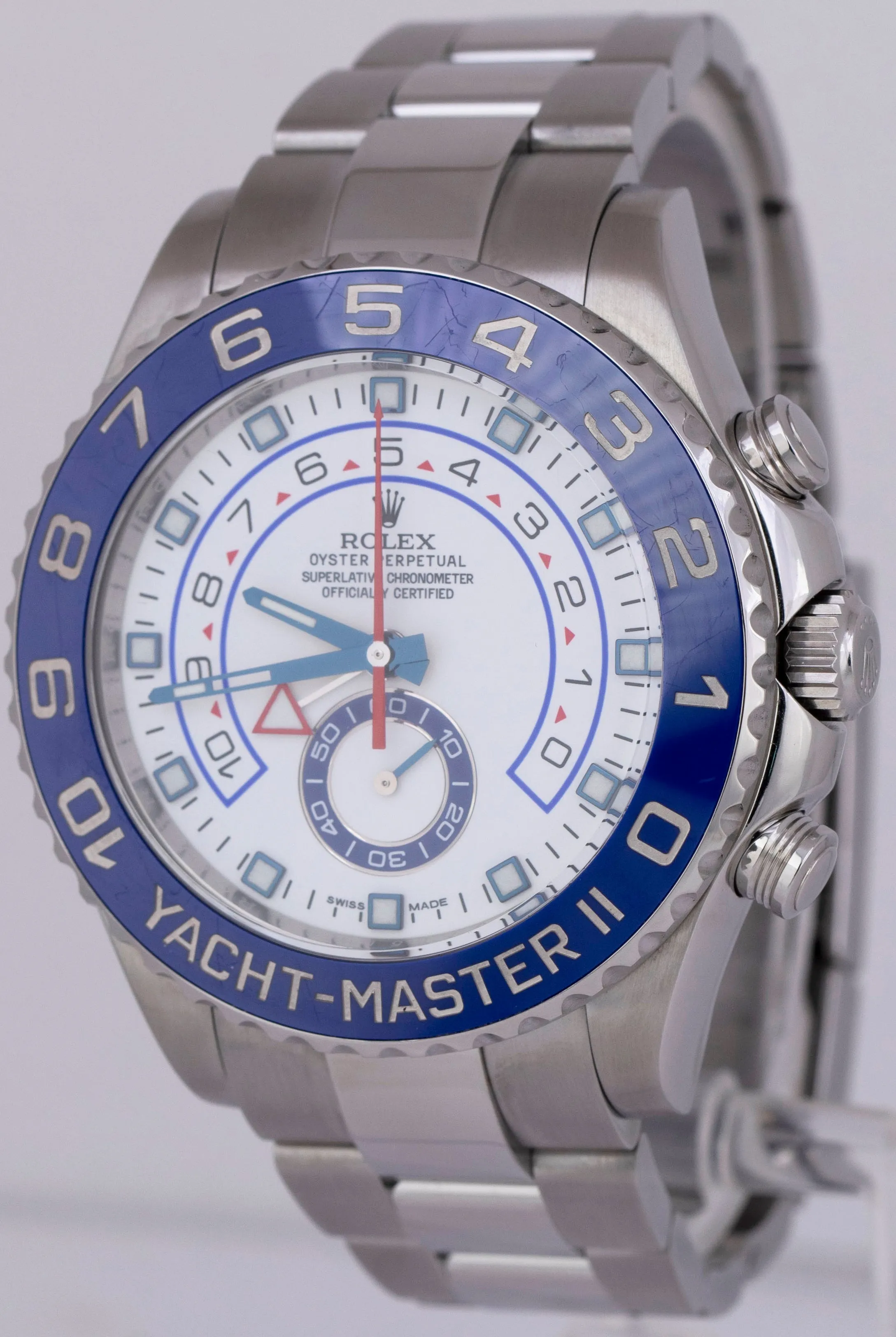 Rolex Yacht-Master II 44mm Stainless Steel White Blue White Regatta Watch 116680