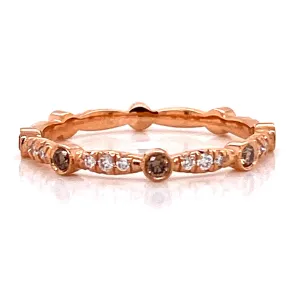 Rose Gold band with white & Champagne diamonds