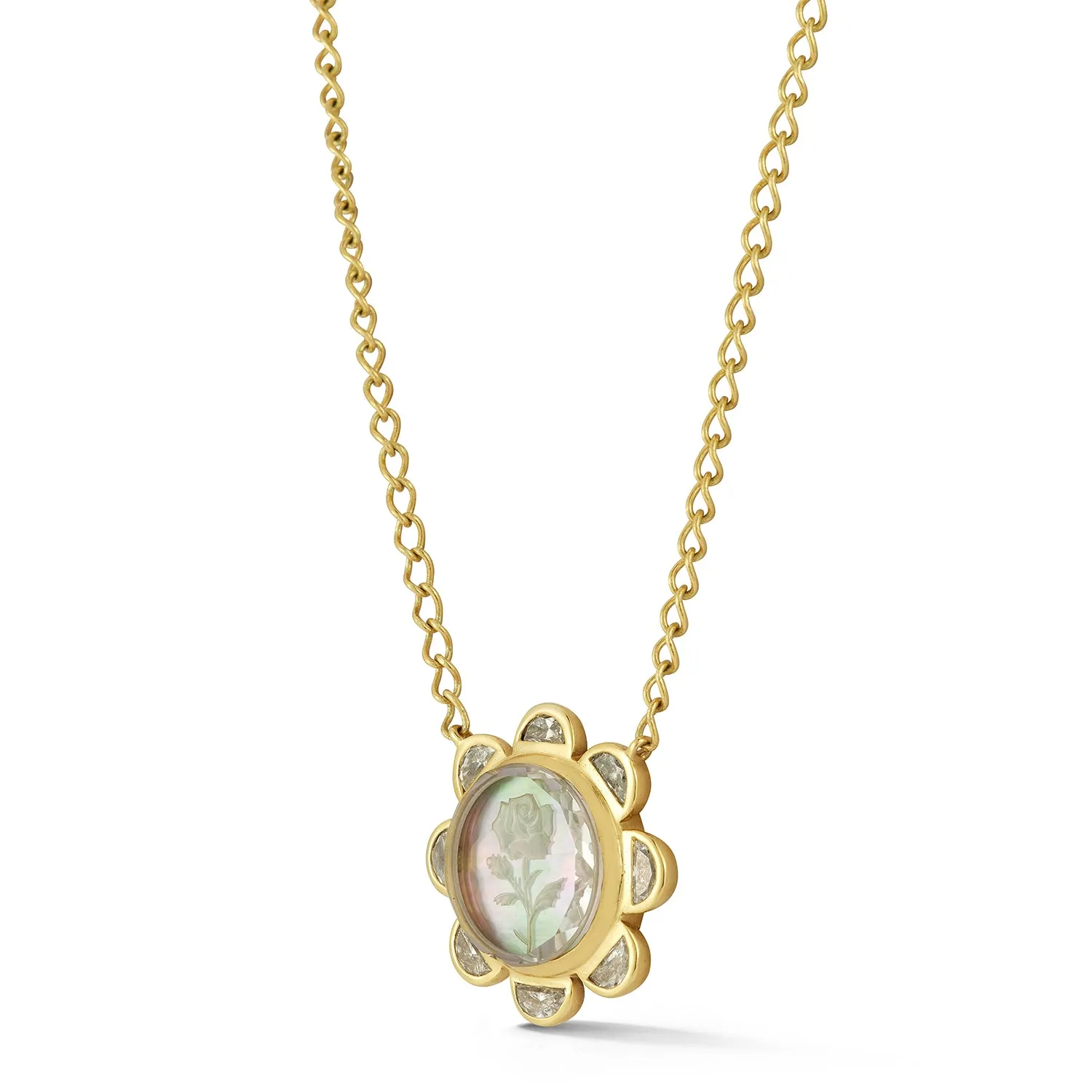 Rosebud Caspian Necklace - Grey Mother-of-Pearl and Diamond
