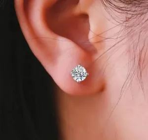 Round Diamond Veneer Cubic Zirconia 14K Gold Stud Earrings. 839E-14K