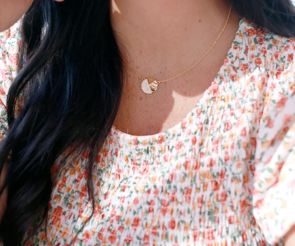 Round Pavé Crystal Necklace