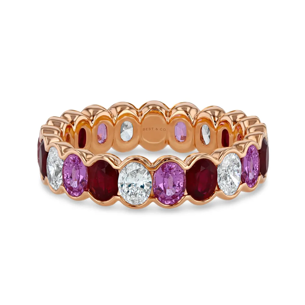 Ruby, Pink Sapphire and Diamond Eternity Band