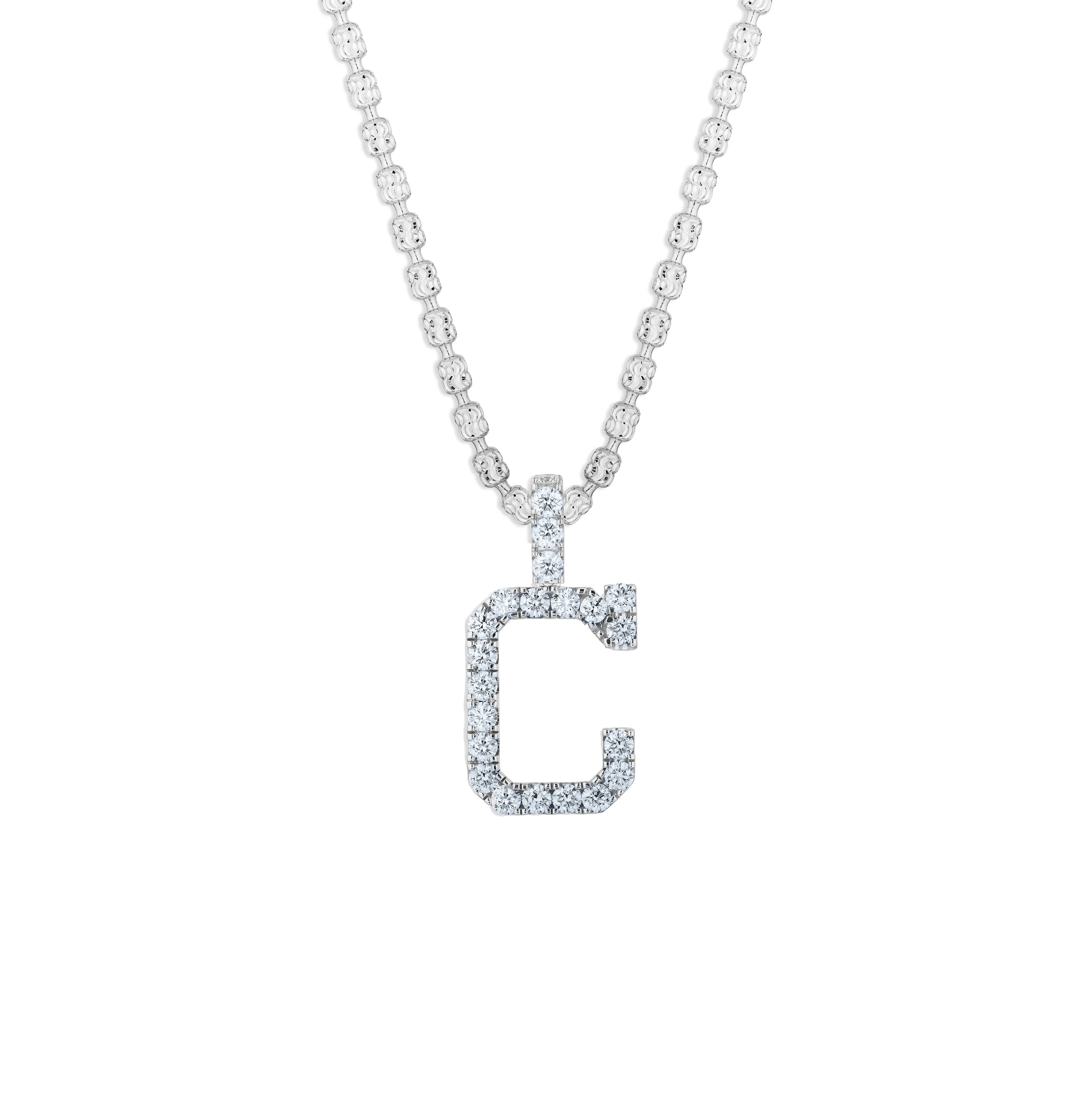 Sabel Collection White Gold Diamond C Initial Pendant