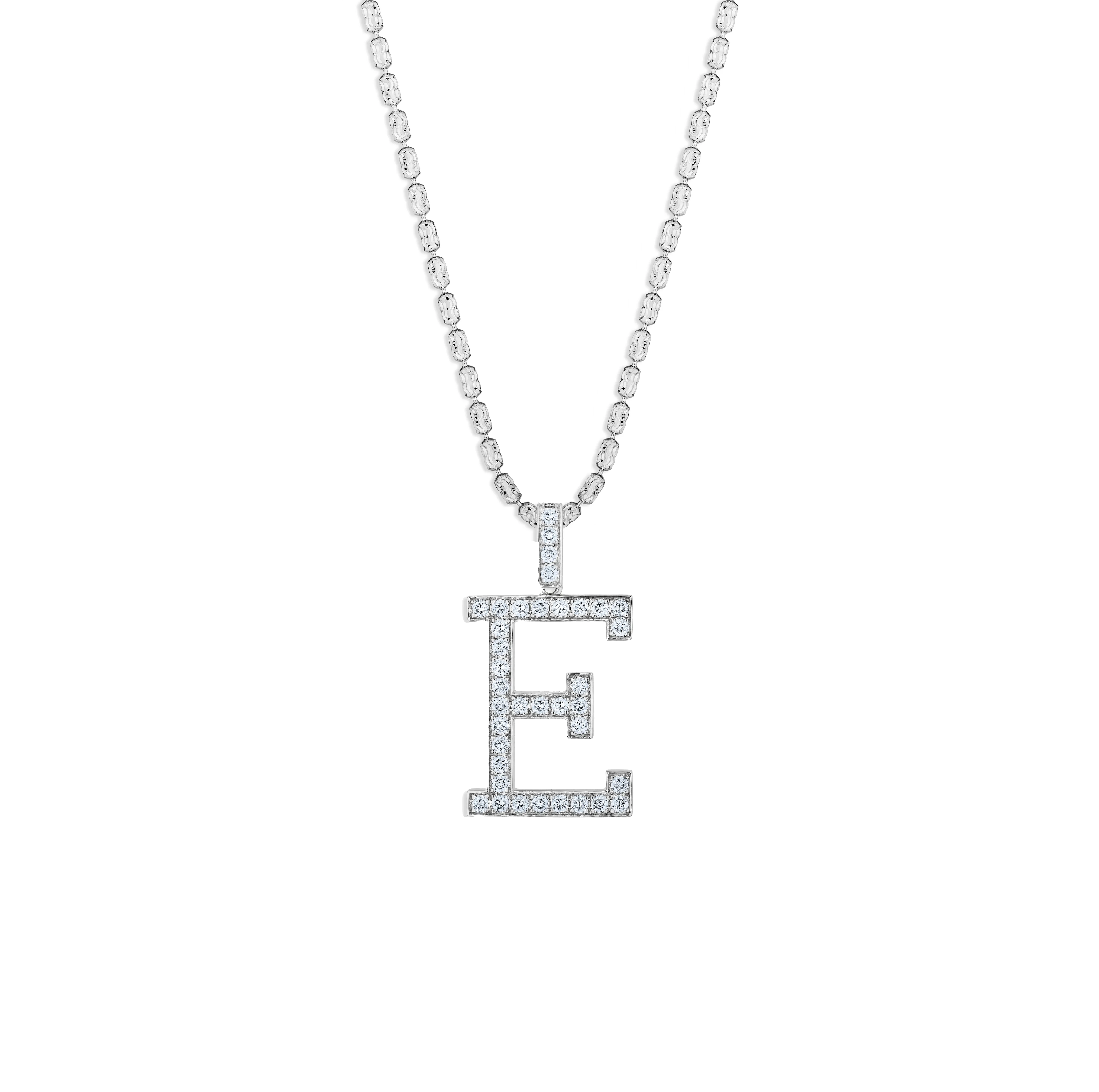 Sabel Collection White Gold Diamond E Initial Pendant