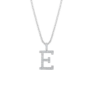 Sabel Collection White Gold Diamond E Initial Pendant