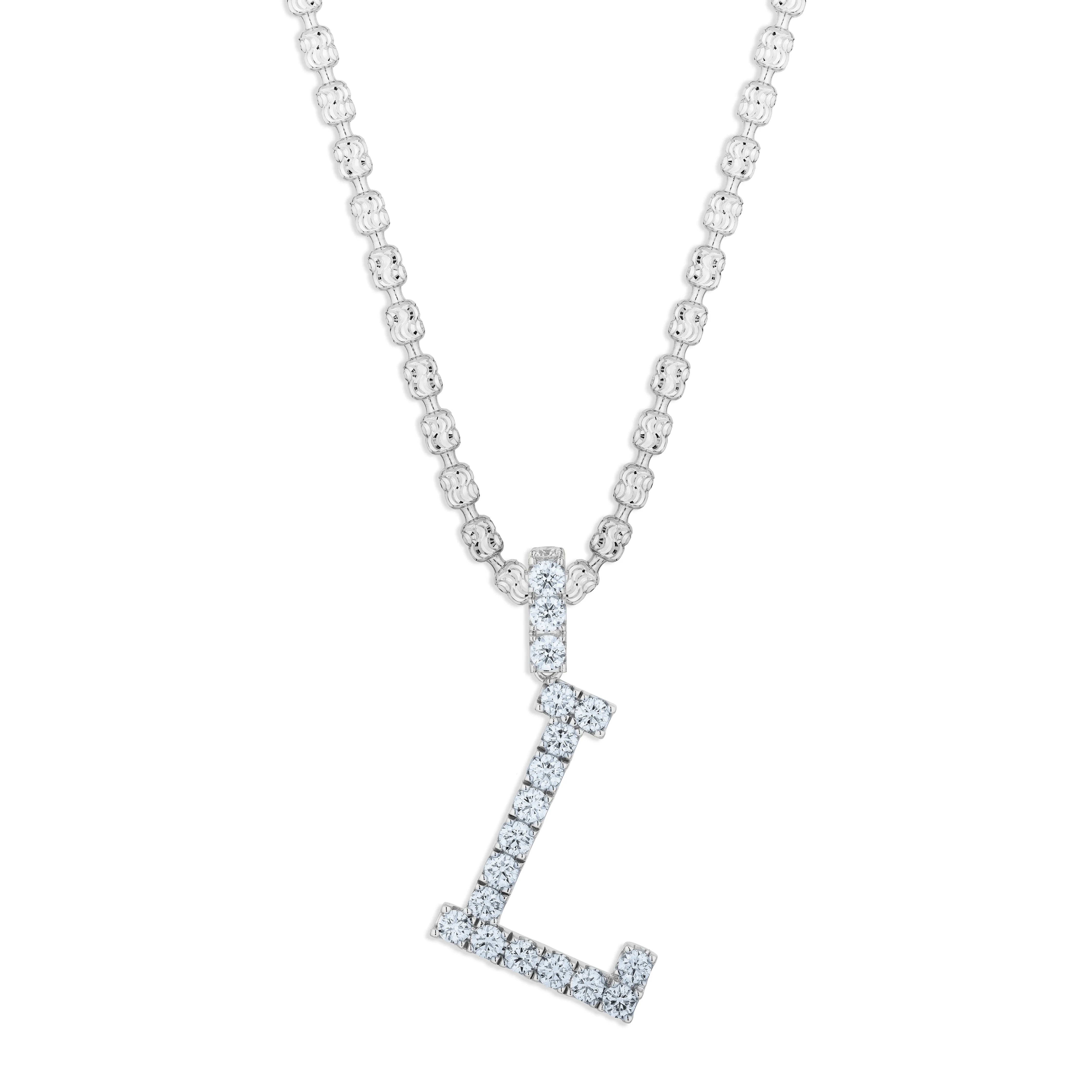 Sabel Collection White Gold Diamond L Initial Pendant