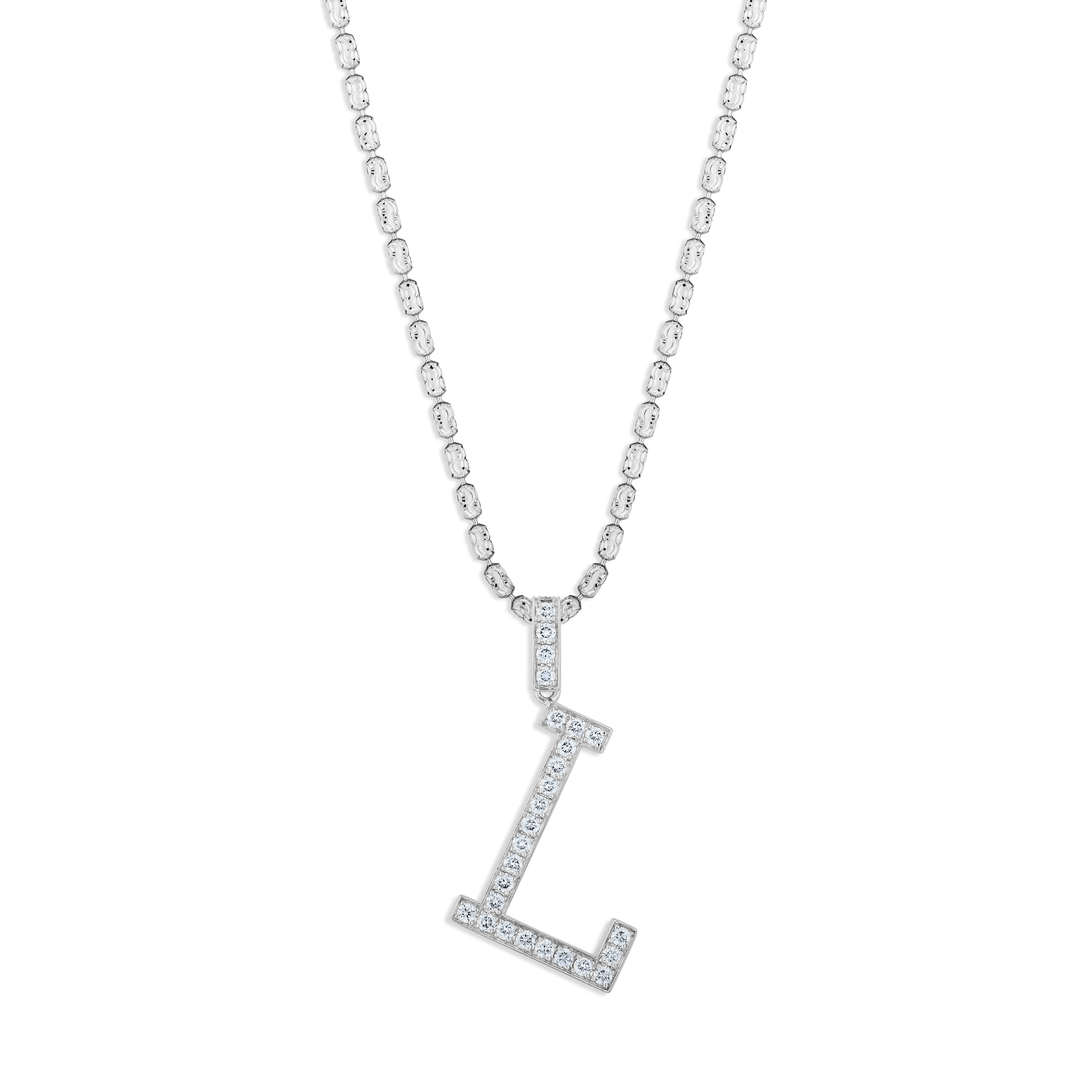 Sabel Collection White Gold Diamond L Initial Pendant
