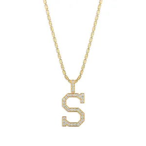 Sabel Collection Yellow Gold Diamond S Initial Pendant