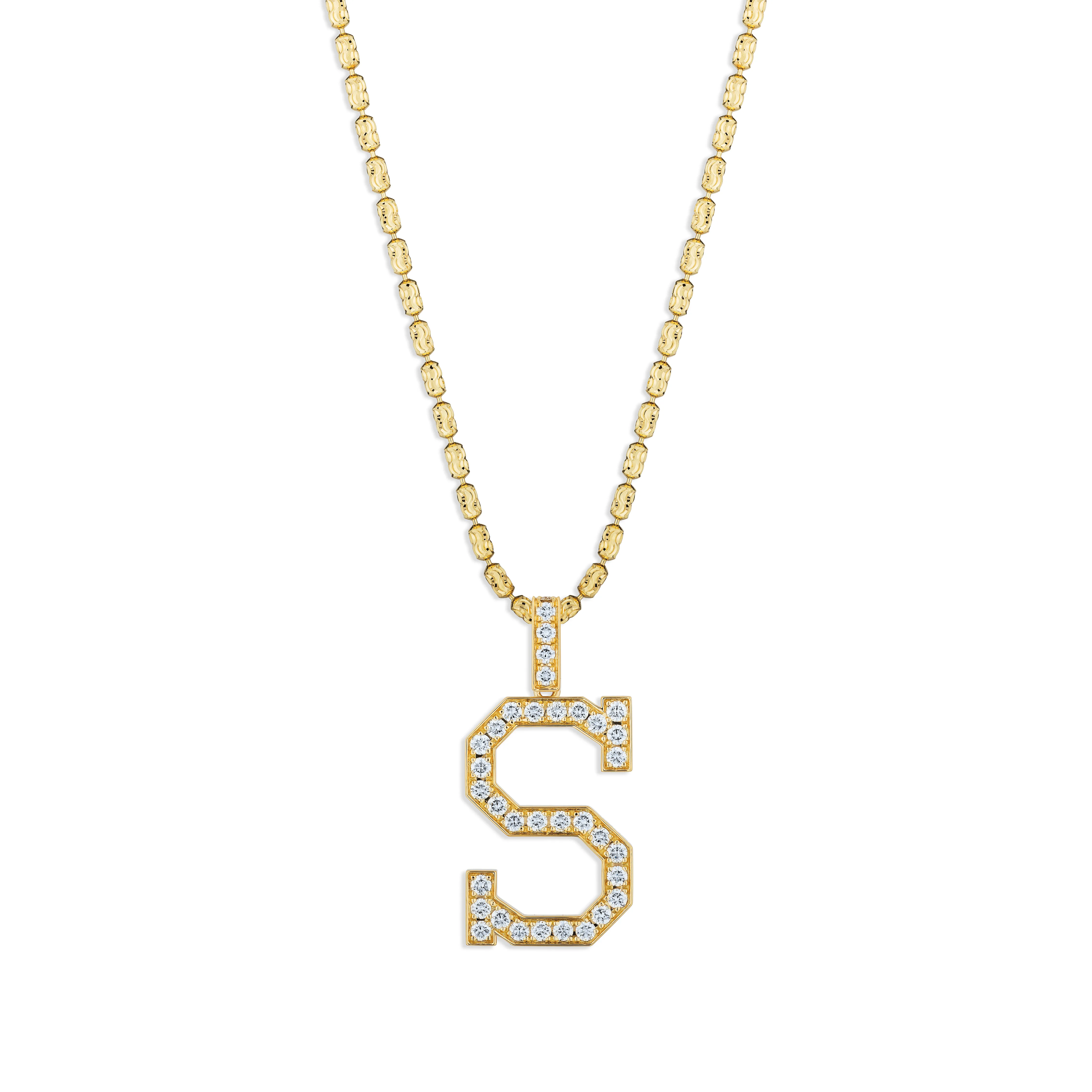 Sabel Collection Yellow Gold Diamond S Initial Pendant