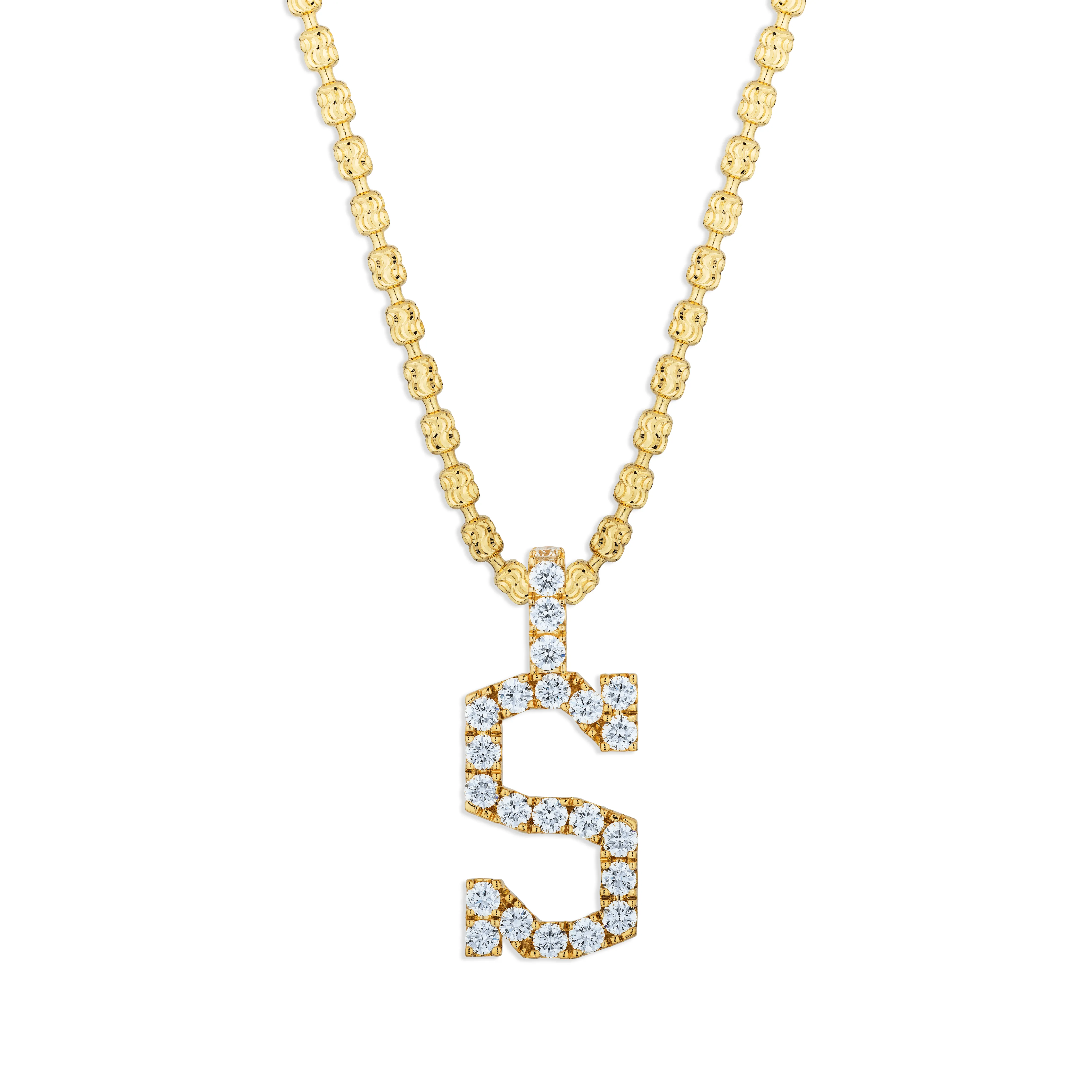 Sabel Collection Yellow Gold Diamond S Initial Pendant