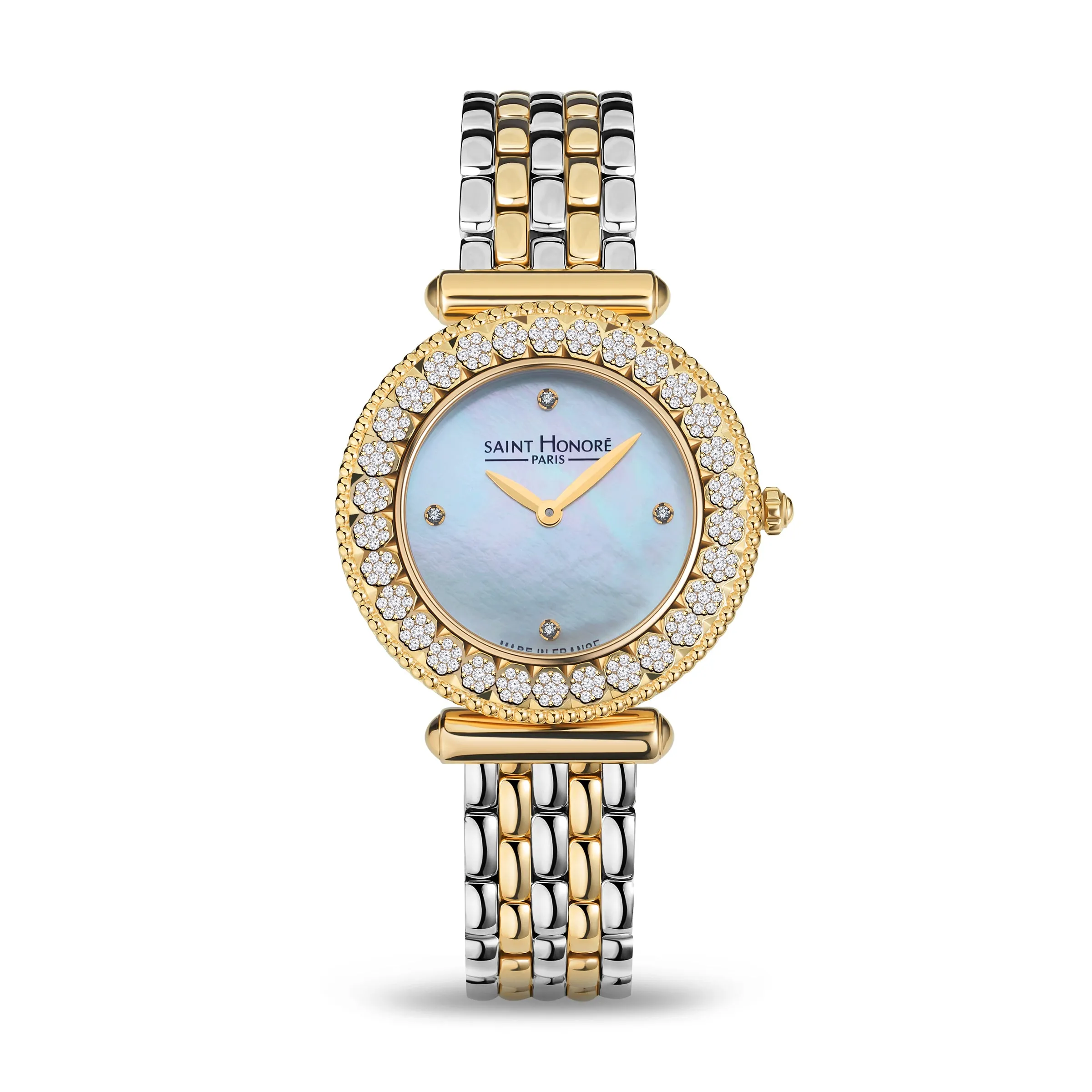 Saint Honore Gala Ladies MOP Dial Silver Gold Plated Diamonds Watch