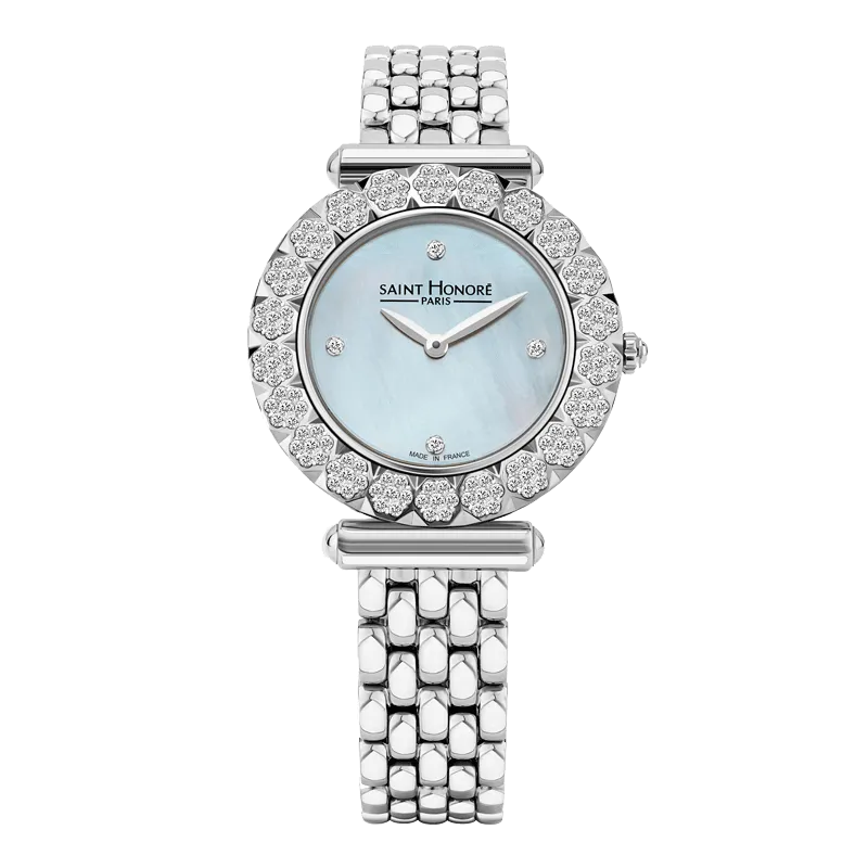Saint Honore Gala Women's White MOP Silver Diamond Watch