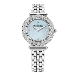 Saint Honore Gala Women's White MOP Silver Diamond Watch