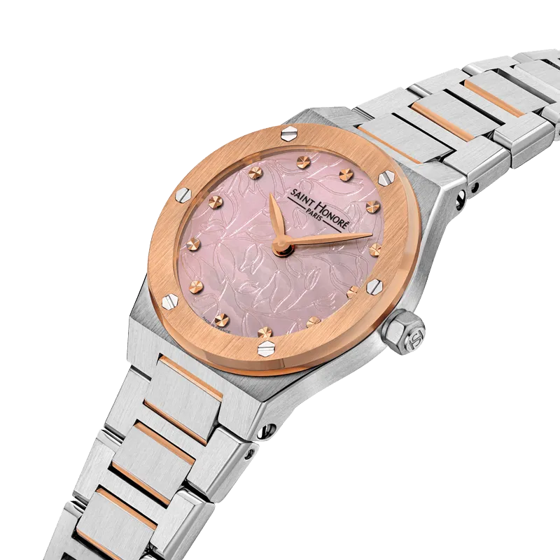 Saint Honore New Haussman Women's Pink MOP Dial Silver Rose Gold Watch