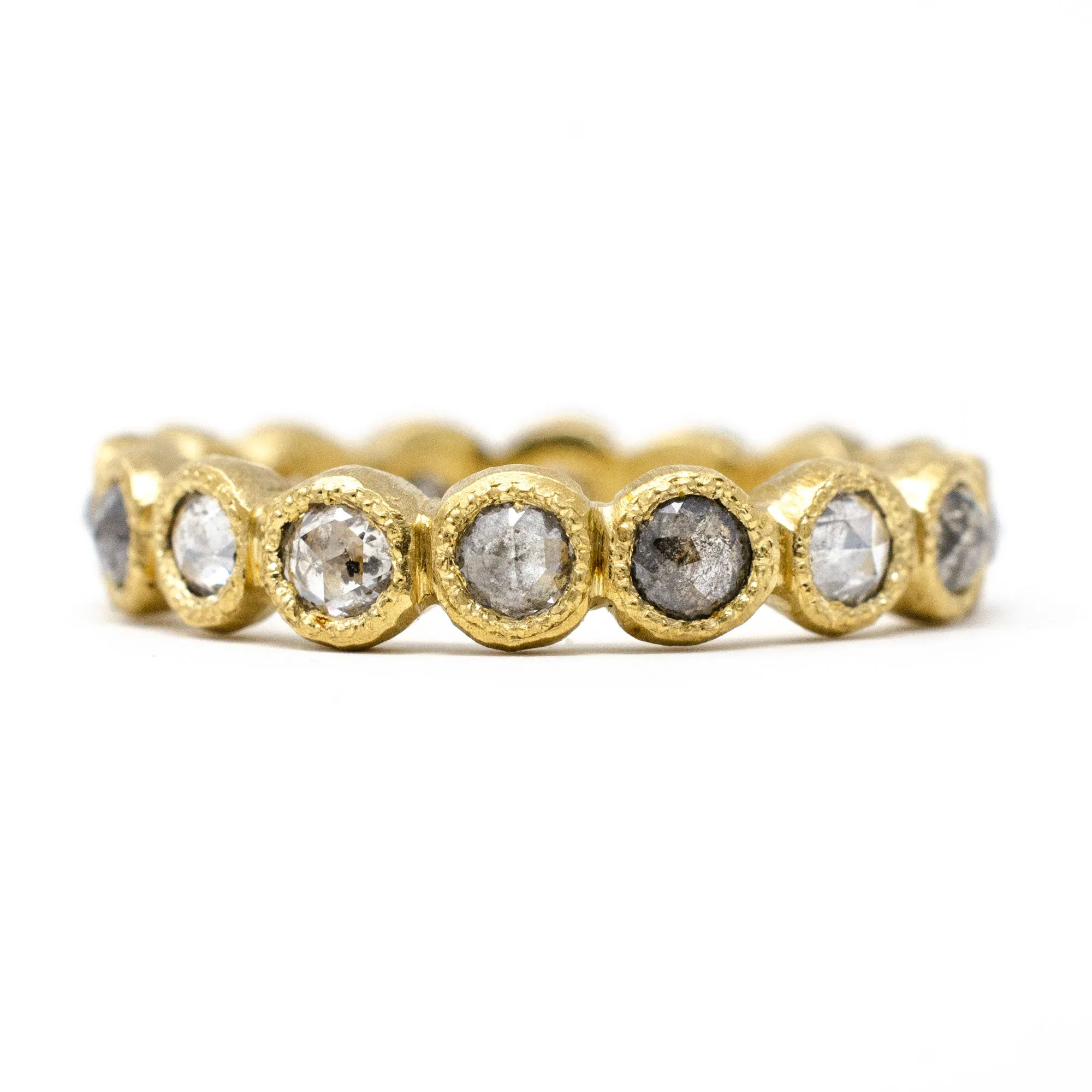 Salt and Pepper Diamond  Beads Ring