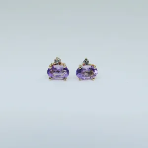 SAMPLE SALE! Purple Amethyst & Grey Diamond Earrings