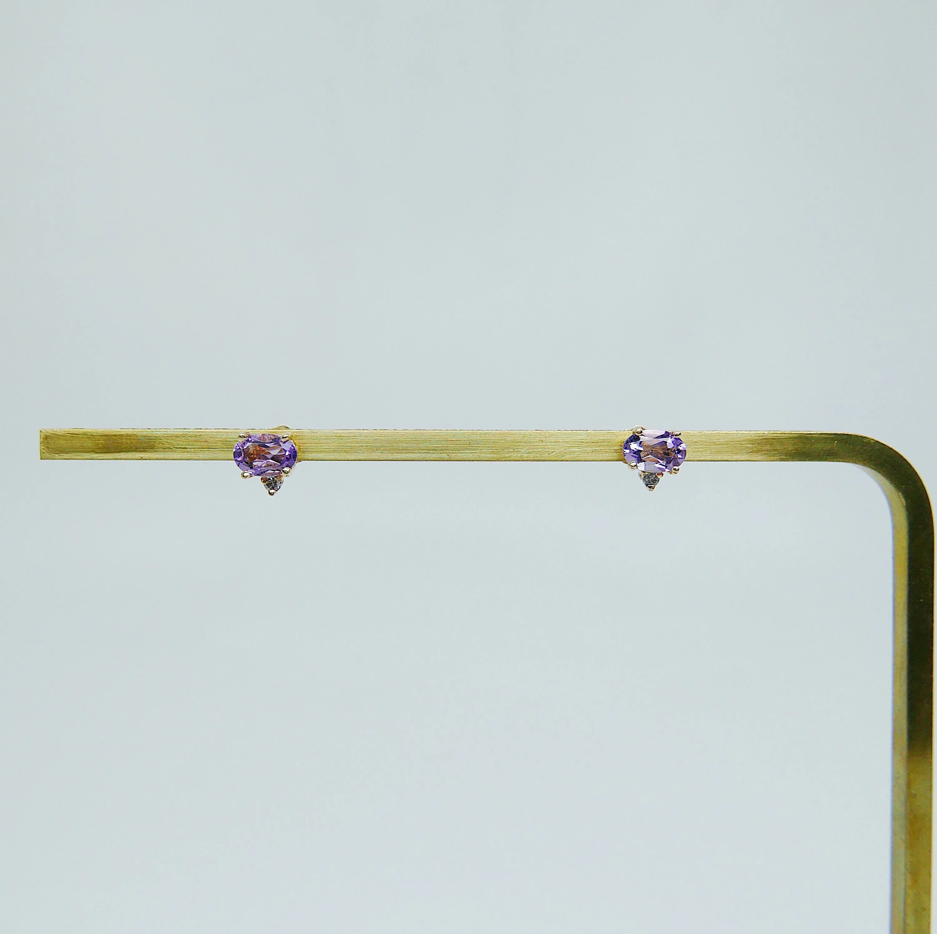 SAMPLE SALE! Purple Amethyst & Grey Diamond Earrings