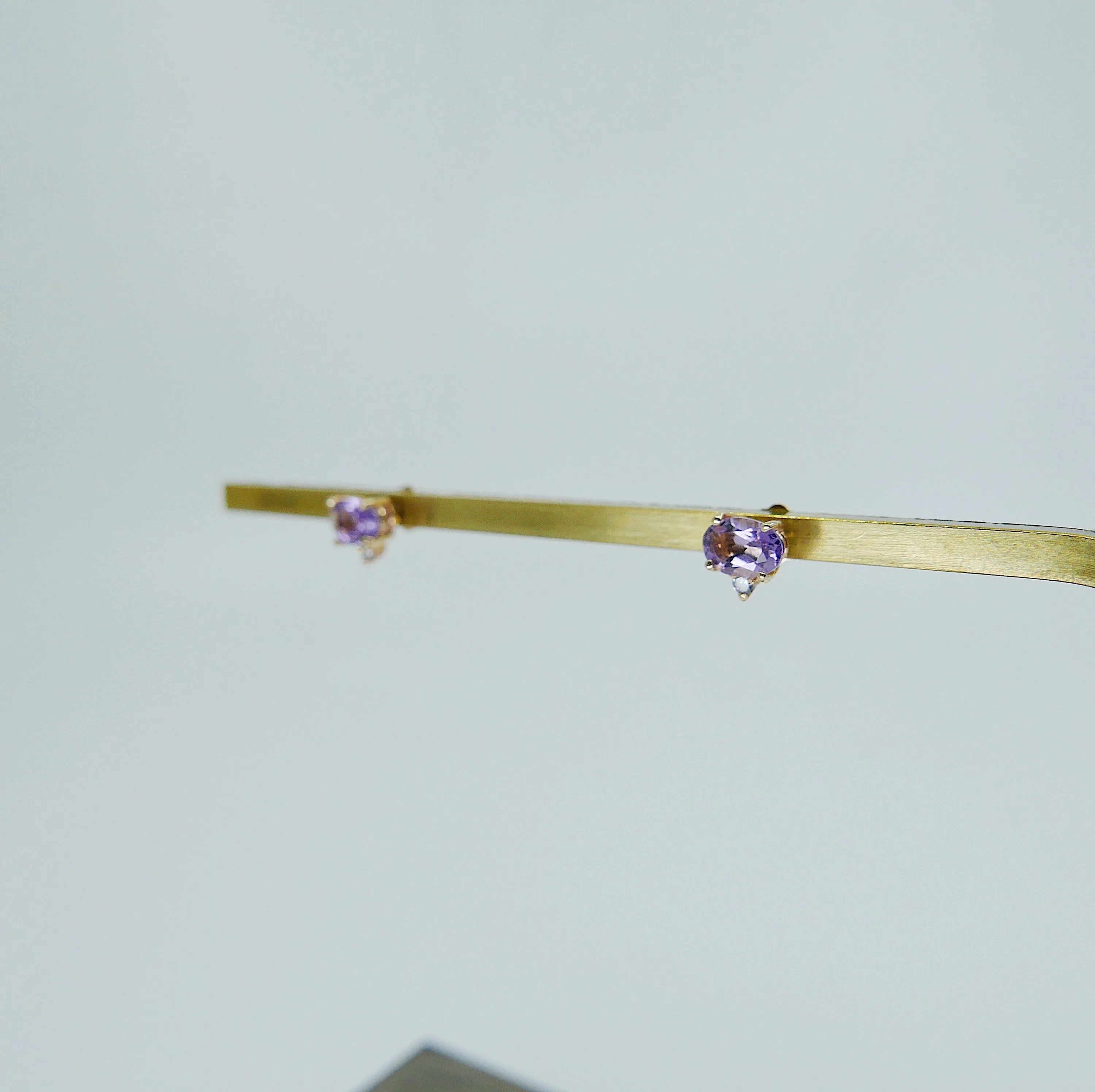 SAMPLE SALE! Purple Amethyst & Grey Diamond Earrings