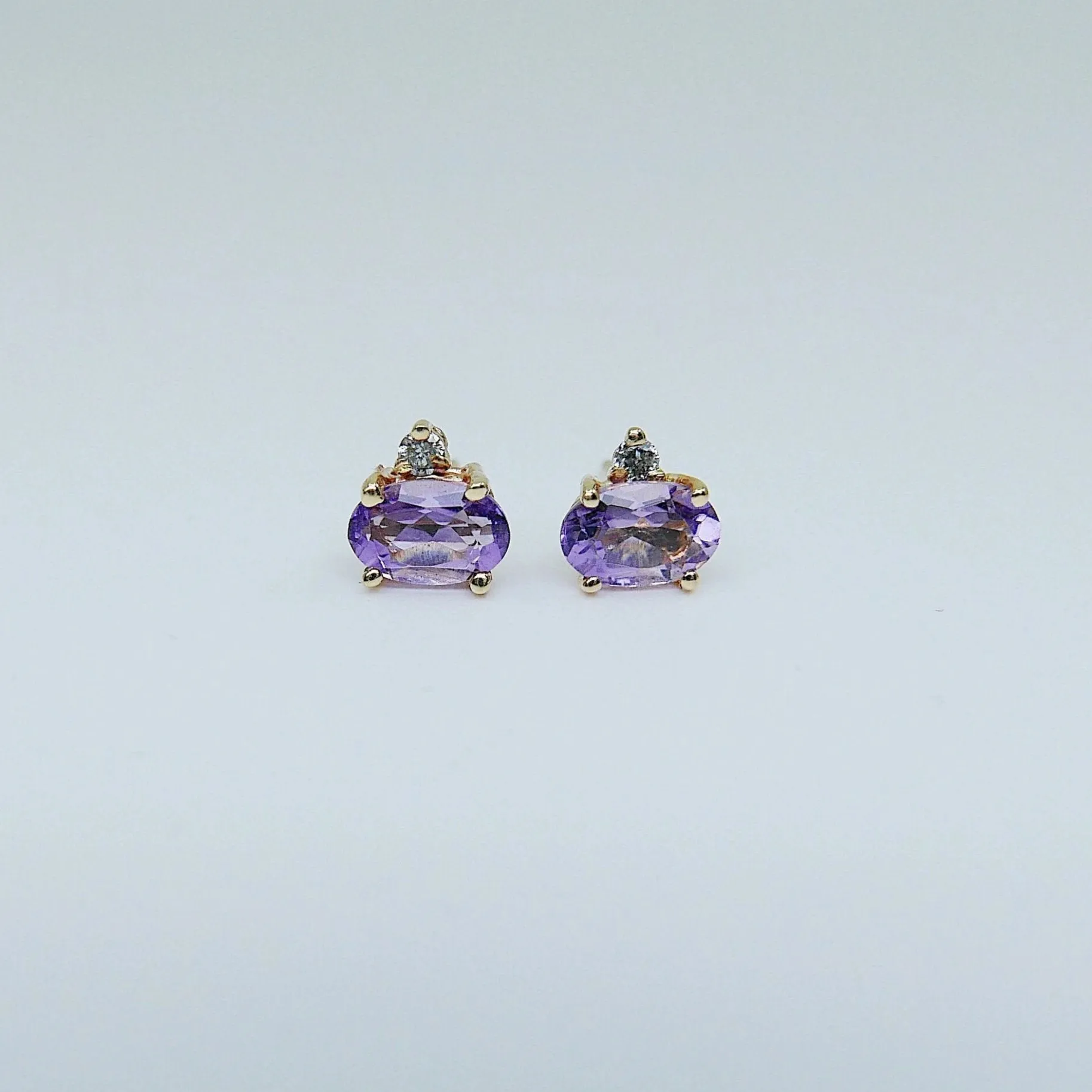 SAMPLE SALE! Purple Amethyst & Grey Diamond Earrings