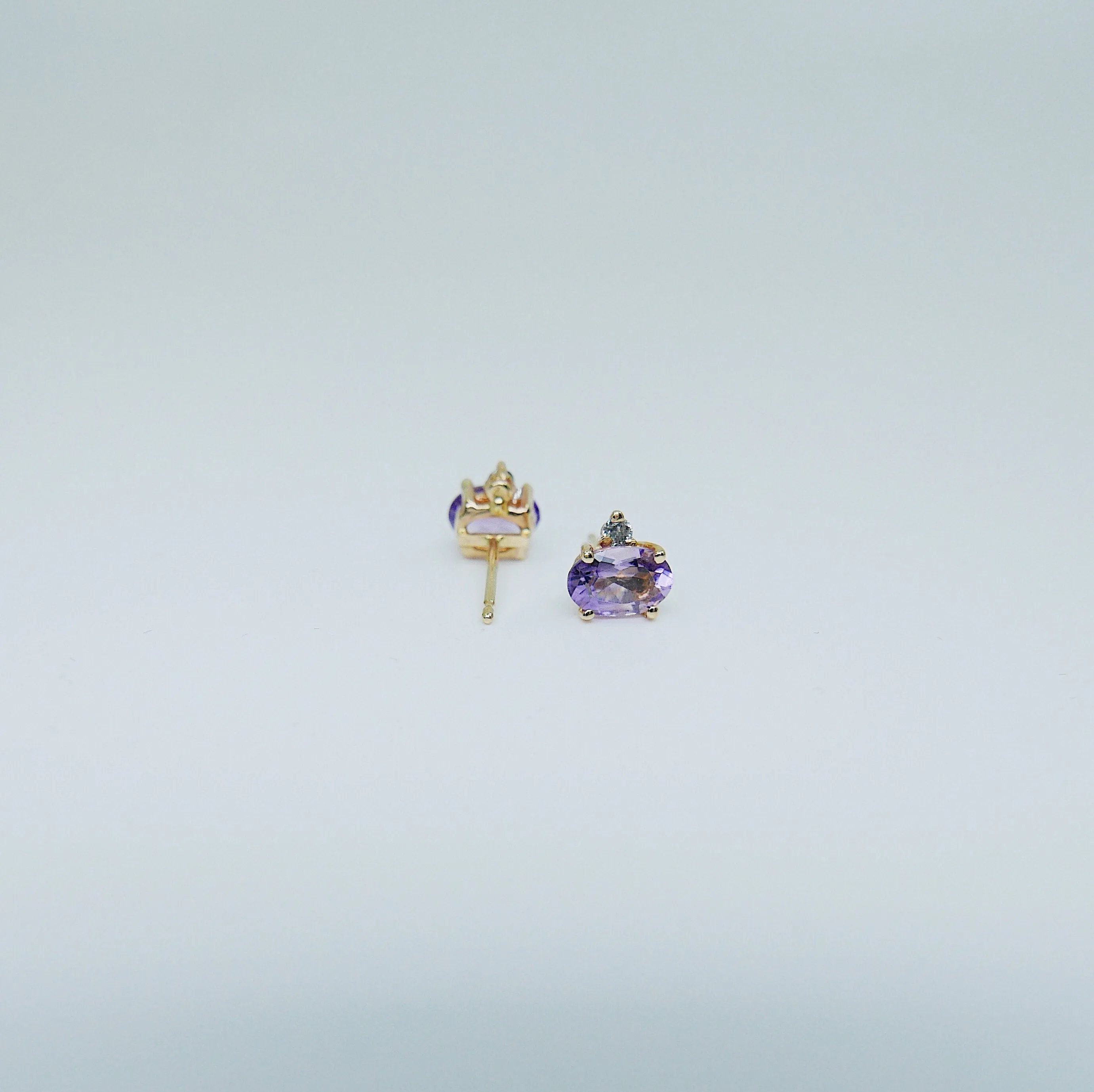 SAMPLE SALE! Purple Amethyst & Grey Diamond Earrings