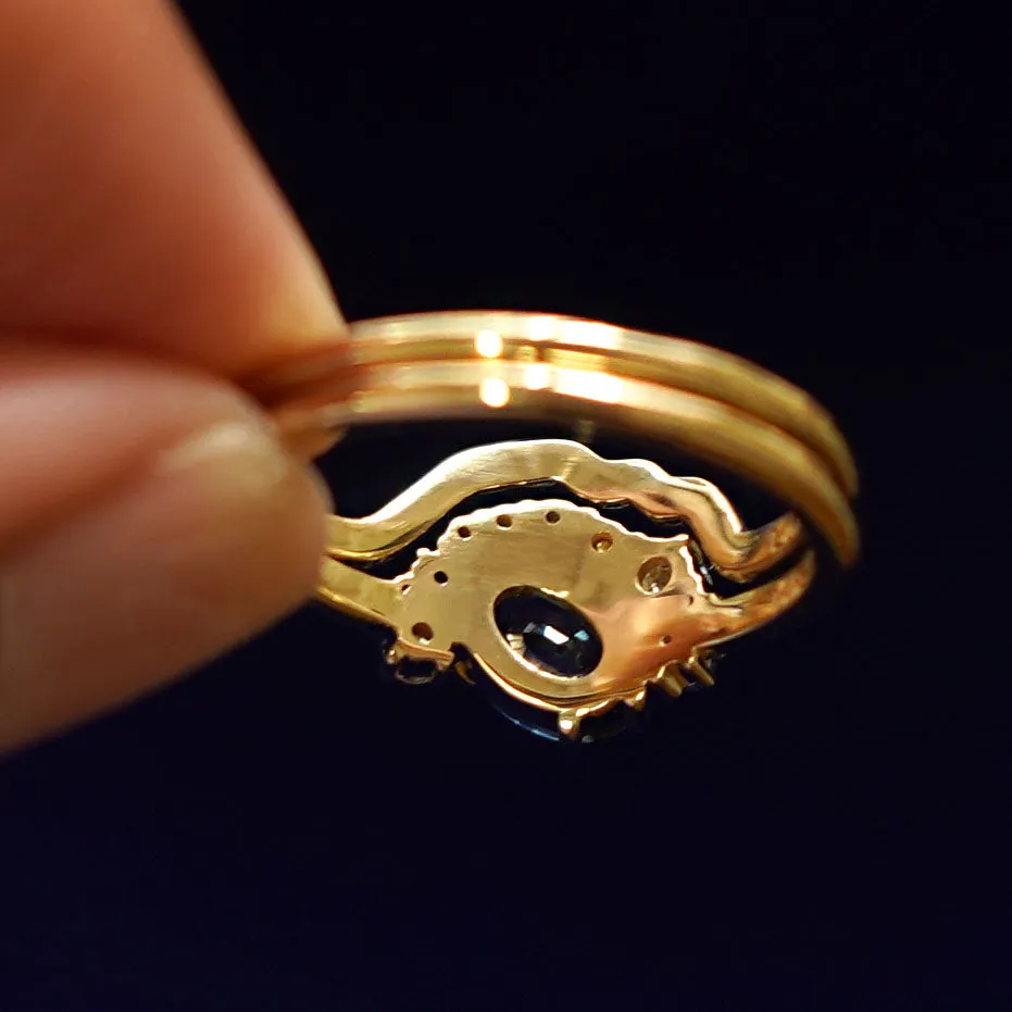 Sapphire and Diamond Cluster Ring with Band