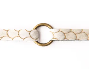 Scalloped In Cream And Taupe Leather Bracelet- FINAL SALE