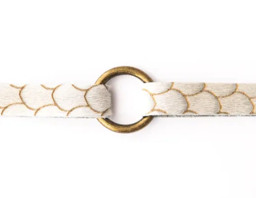 Scalloped In Cream And Taupe Leather Bracelet- FINAL SALE