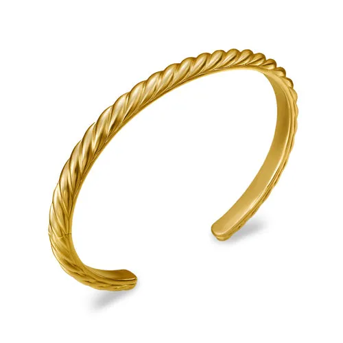 Sculpted Cable Cuff Bracelet in 18K Yellow Gold, 5.5mm, Size Medium