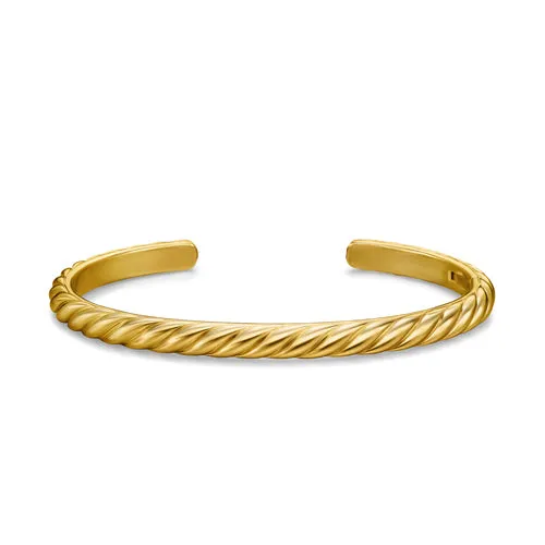 Sculpted Cable Cuff Bracelet in 18K Yellow Gold, 5.5mm, Size Medium