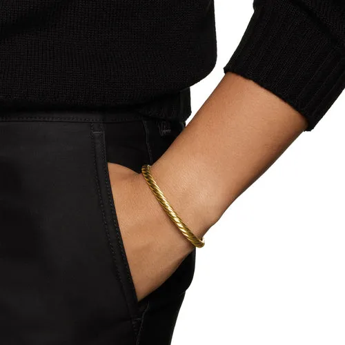 Sculpted Cable Cuff Bracelet in 18K Yellow Gold, 5.5mm, Size Medium