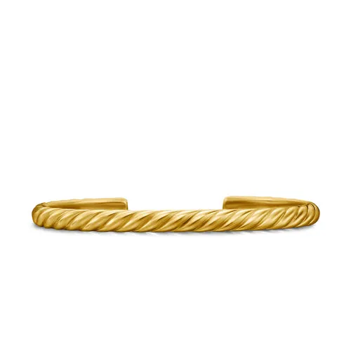 Sculpted Cable Cuff Bracelet in 18K Yellow Gold, 5.5mm, Size Medium