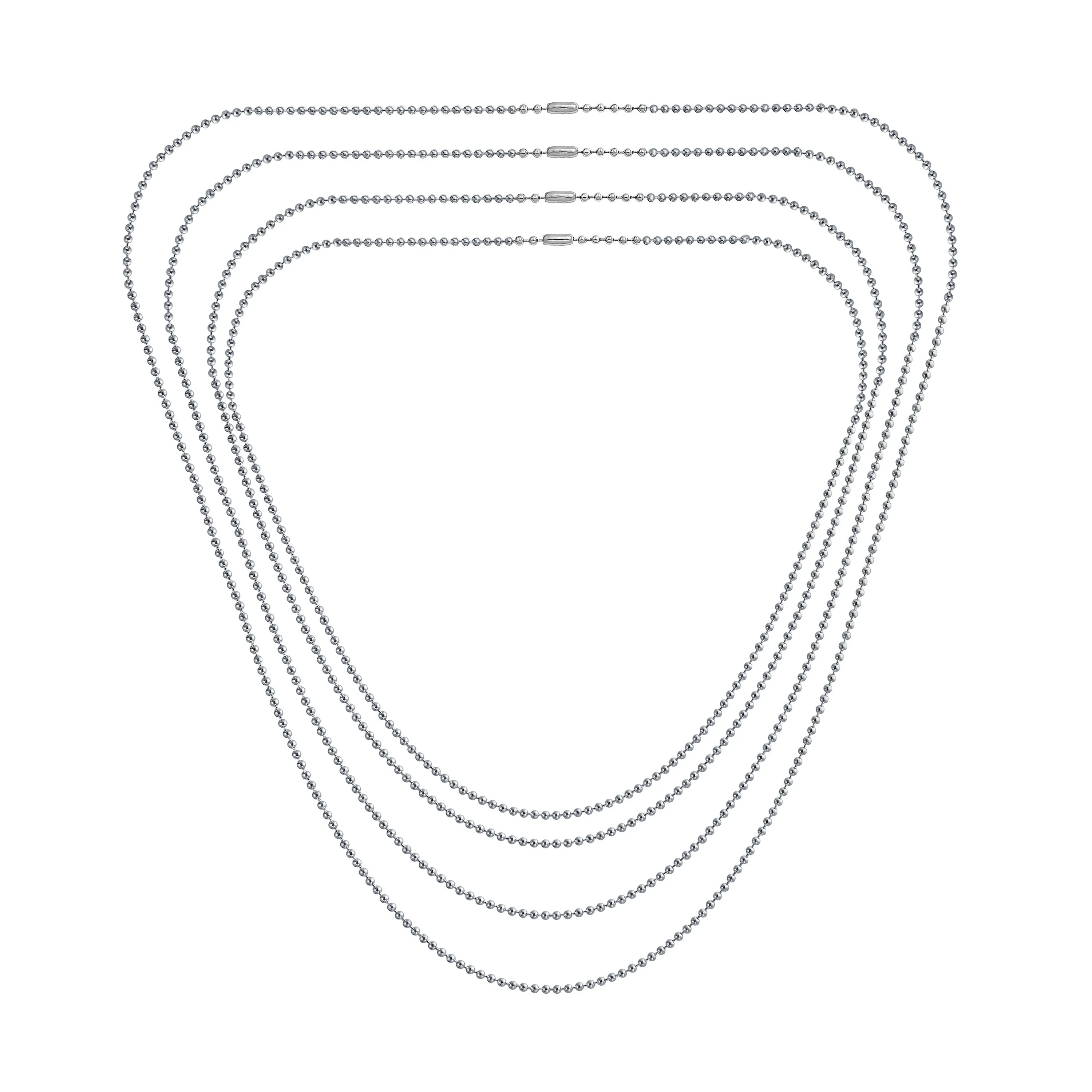 Set of 4 Thin Stainless Steel Saturn Chain Necklace 18, 20, 24 & 30 Inch