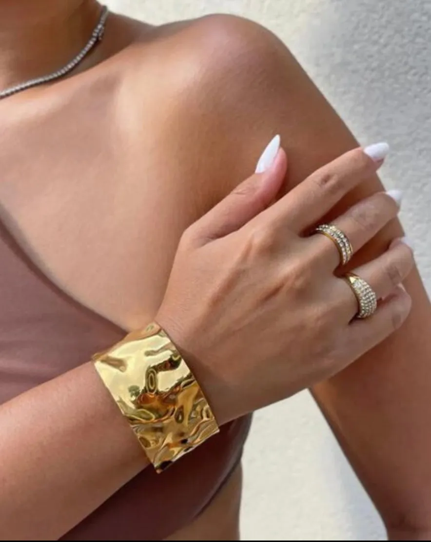 Shine Bright Gold Cuff Bracelet | Water Resistant