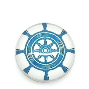 Ship Helm Design Glass Chunk Charm Button Fits Chunk Bracelet