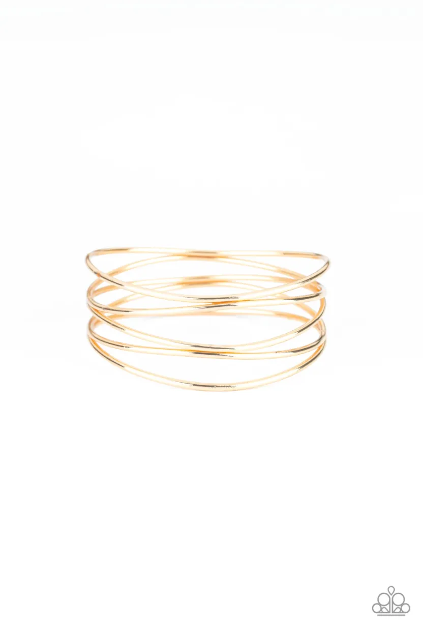 Showstopping Sheen Gold Paparazzi Bracelet