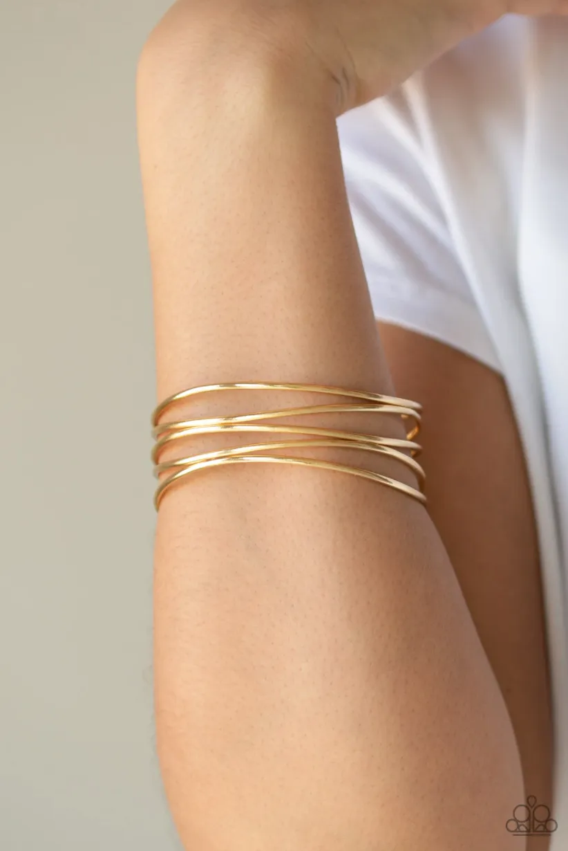 Showstopping Sheen Gold Paparazzi Bracelet