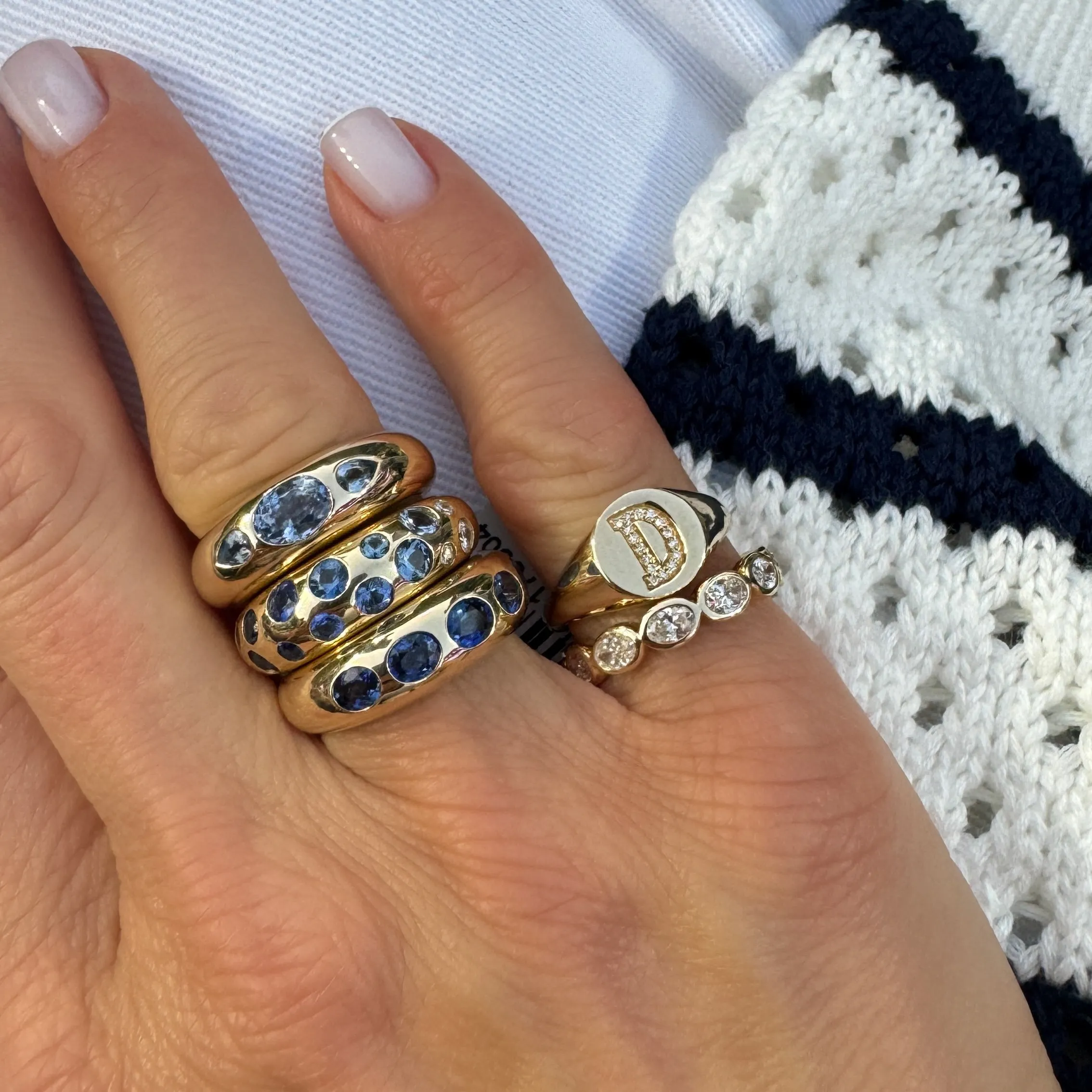 Sideways Oval Diamond Bezel Set Eternity Band Ring