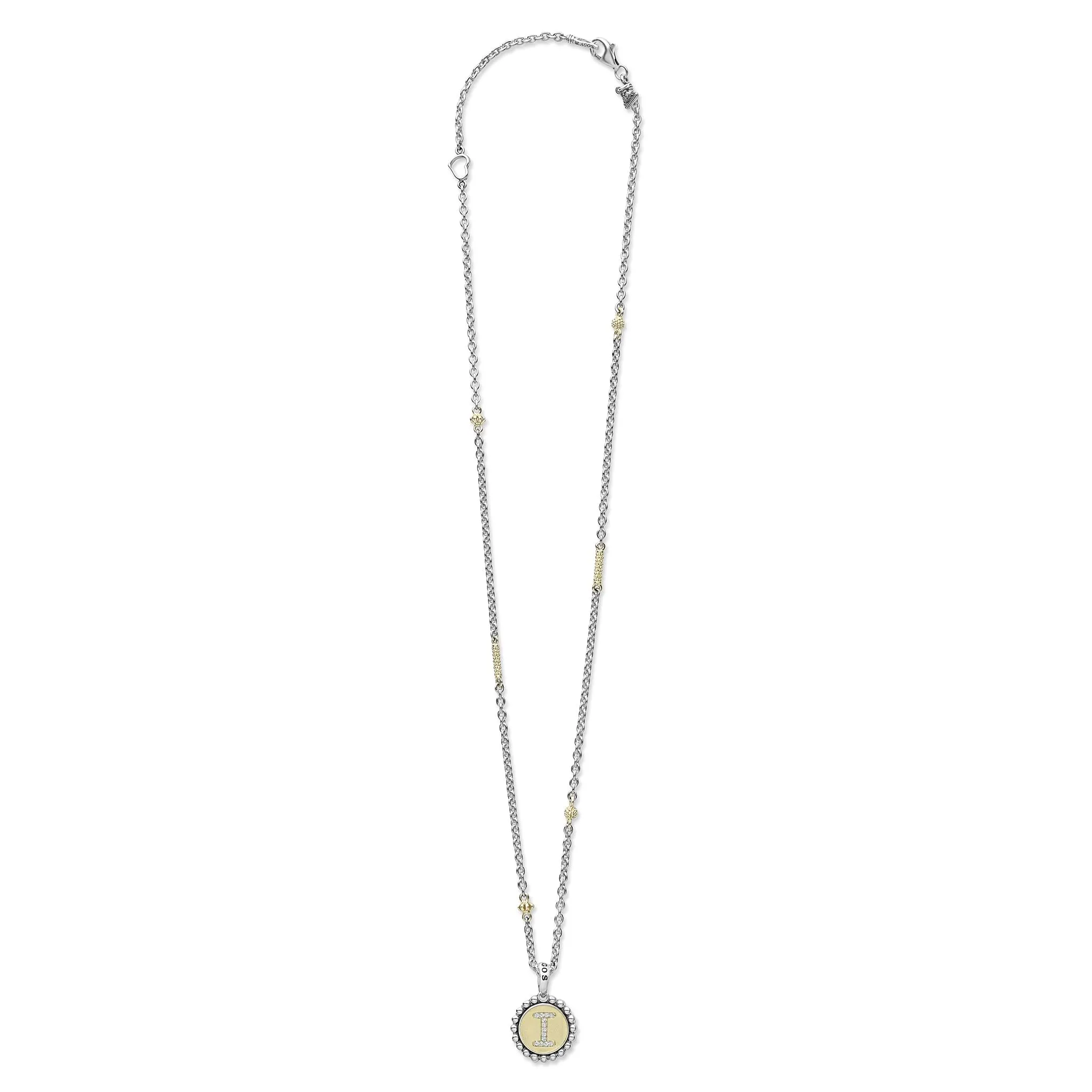 Signature Caviar I Initial Diamond Charm Necklace