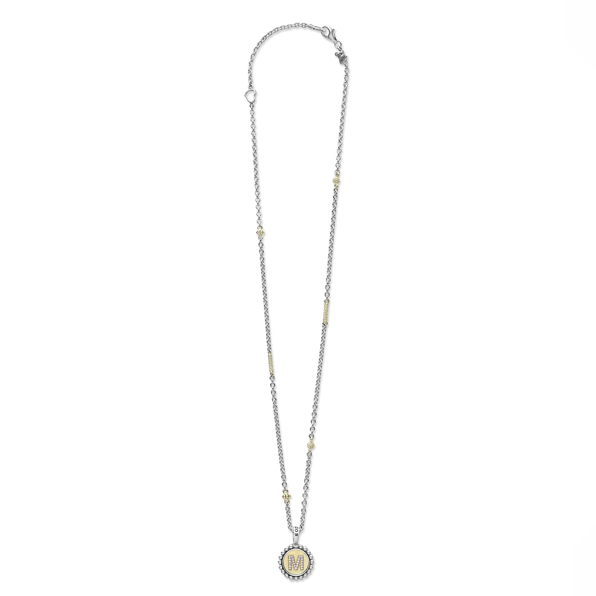 Signature Caviar M Initial Diamond Charm Necklace
