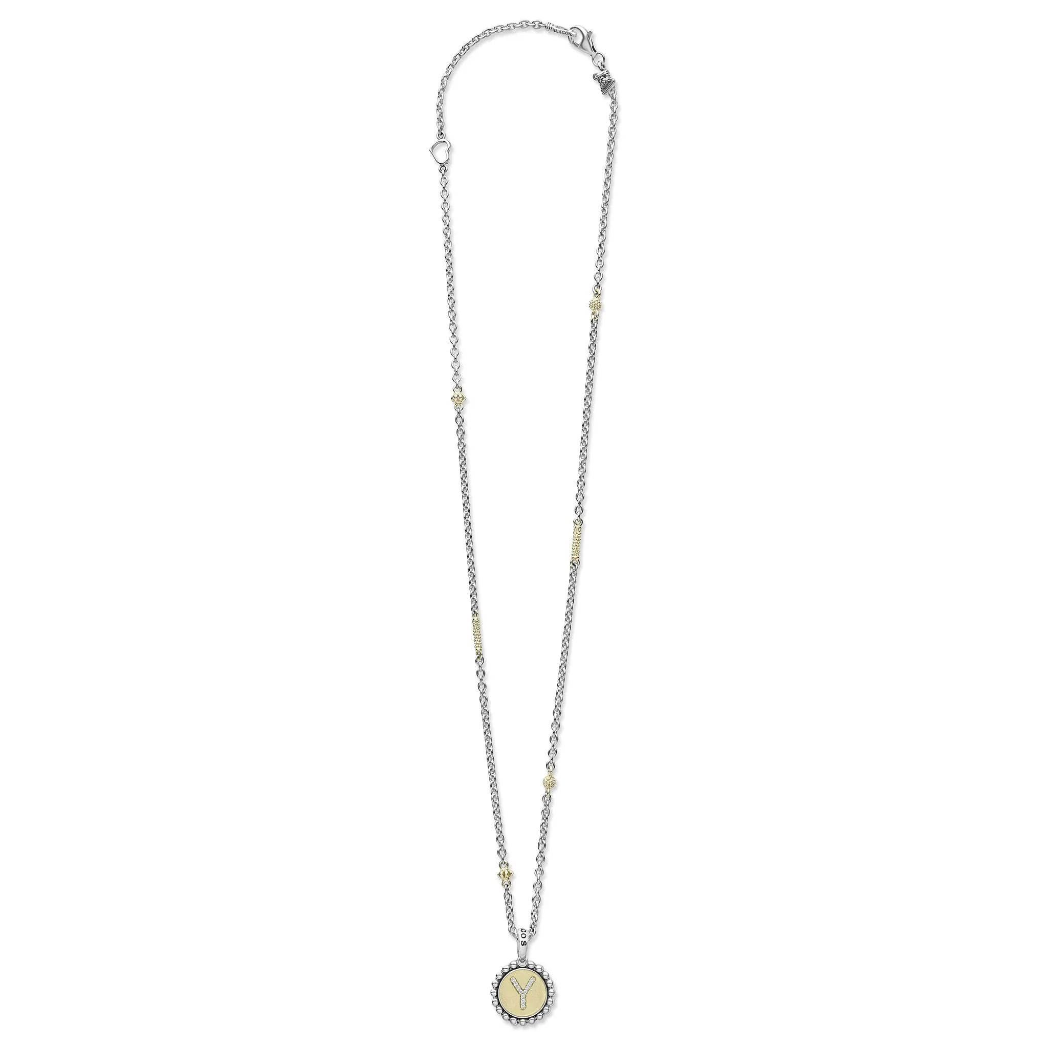 Signature Caviar Y Initial Diamond Charm Necklace