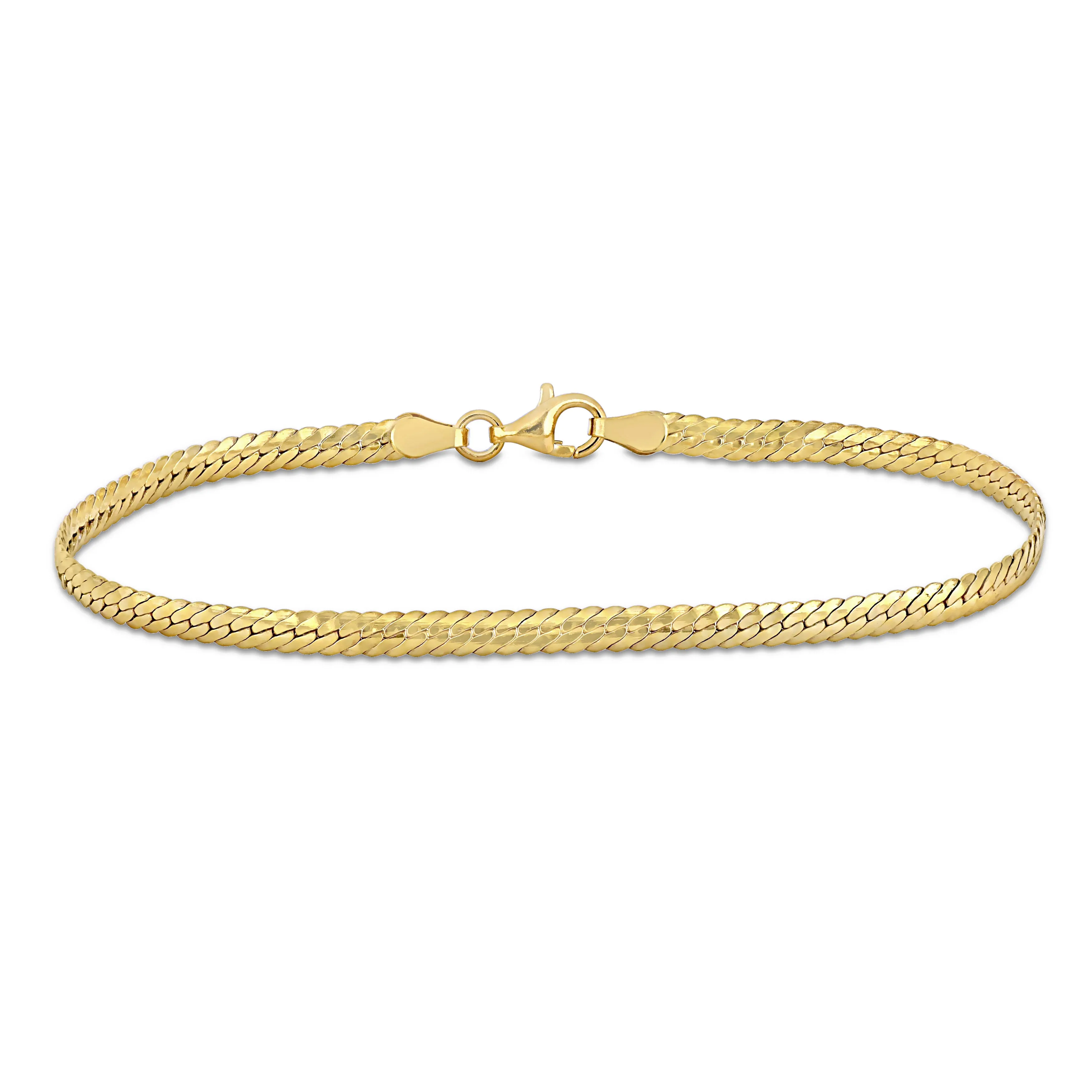 SILVER 18K YELLOW GOLD PLATED 3MM HERRINGBONE BRACELET/ANKLET