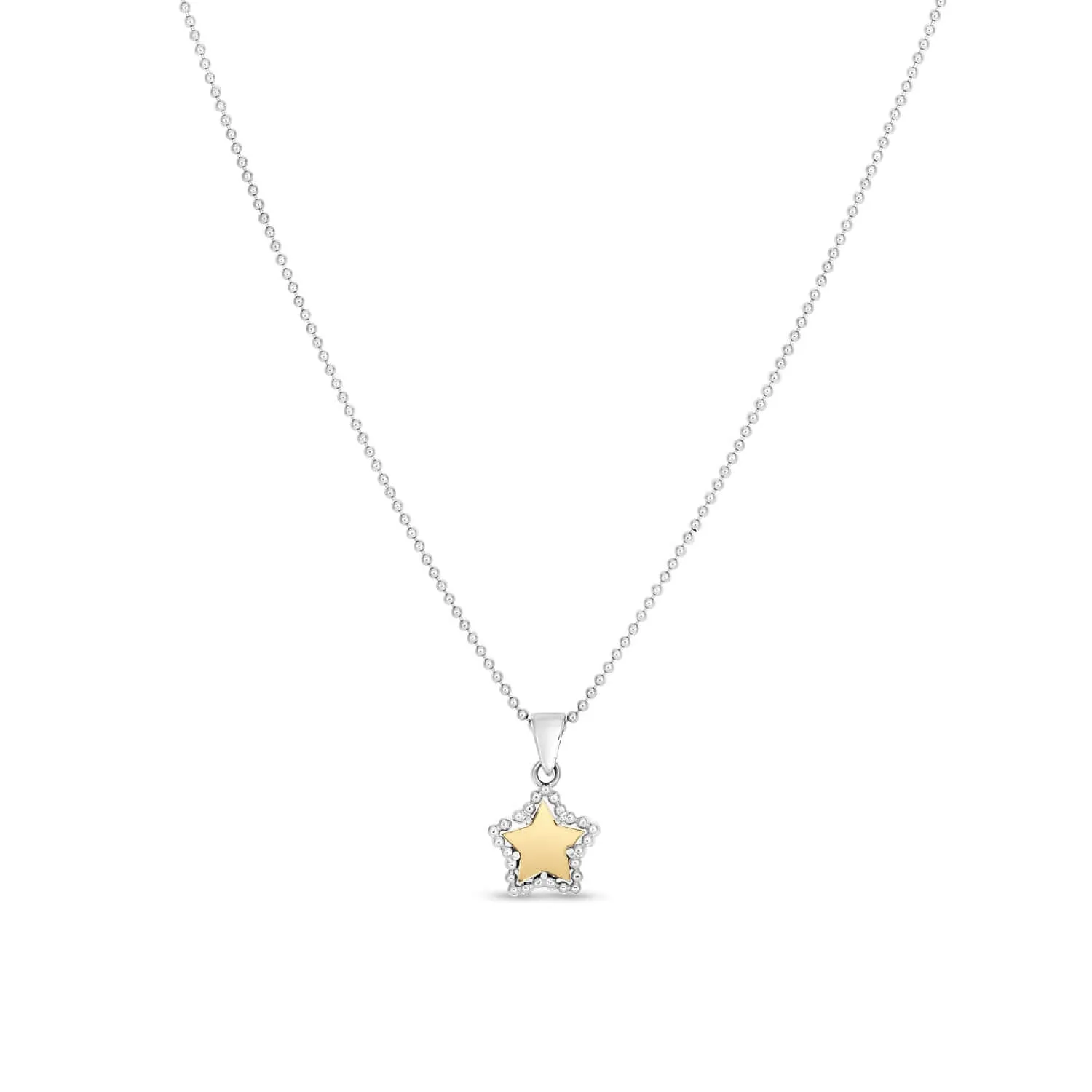 Silver & 18K Gold Beaded Star Pendant