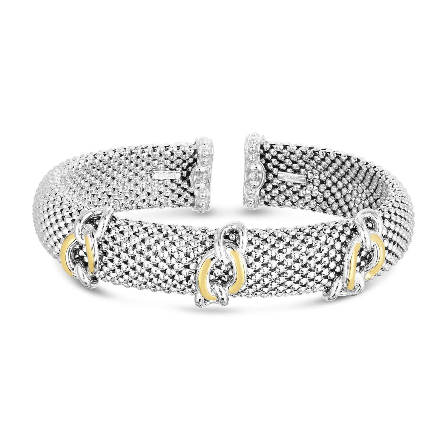Silver & 18K Gold Prosecco Curb Accent Cuff