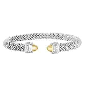 Silver & 18K Gold Prosecco Diamond Tip Bracelet