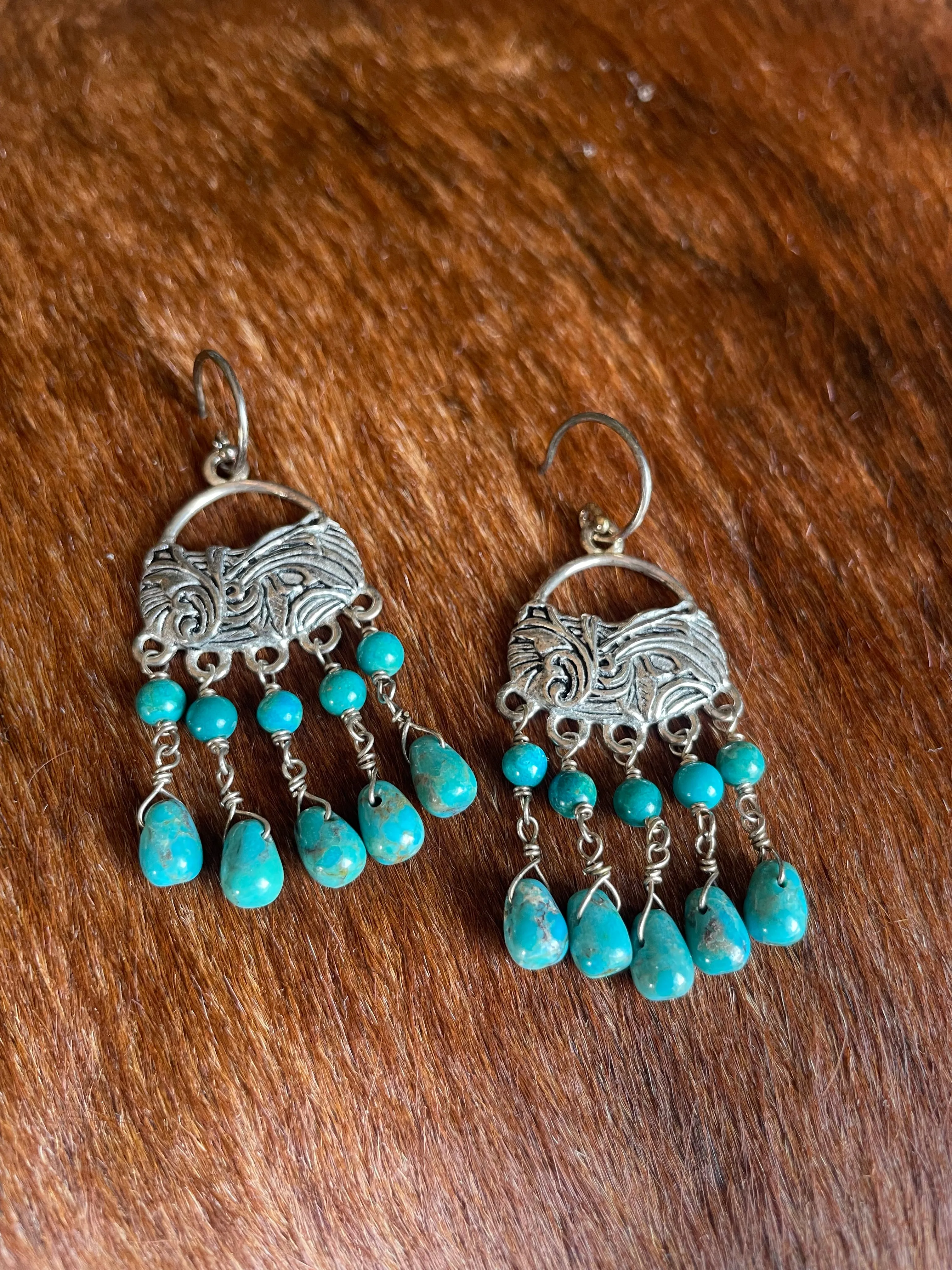 Silver and Turquoise Drop Earrings