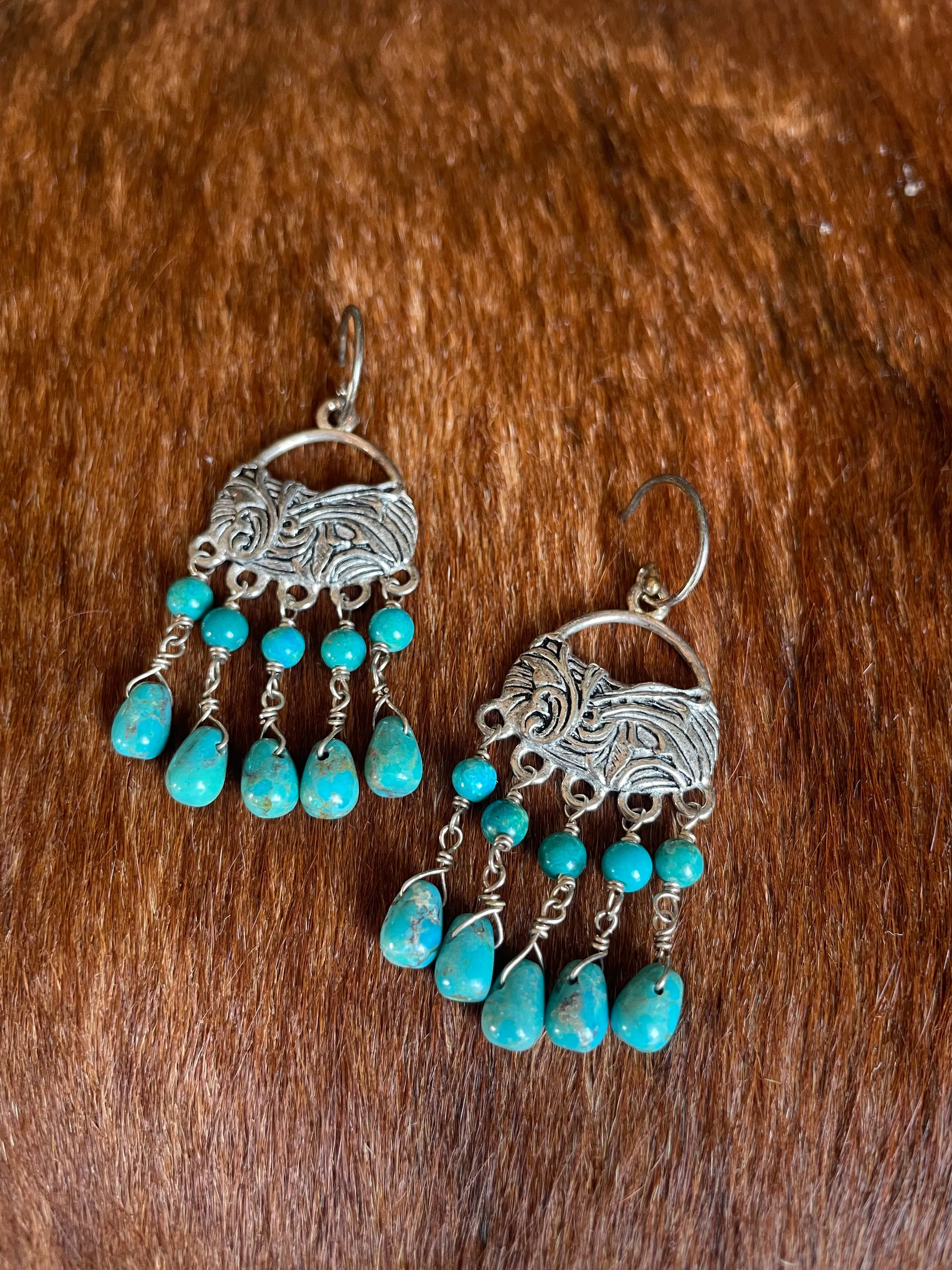 Silver and Turquoise Drop Earrings