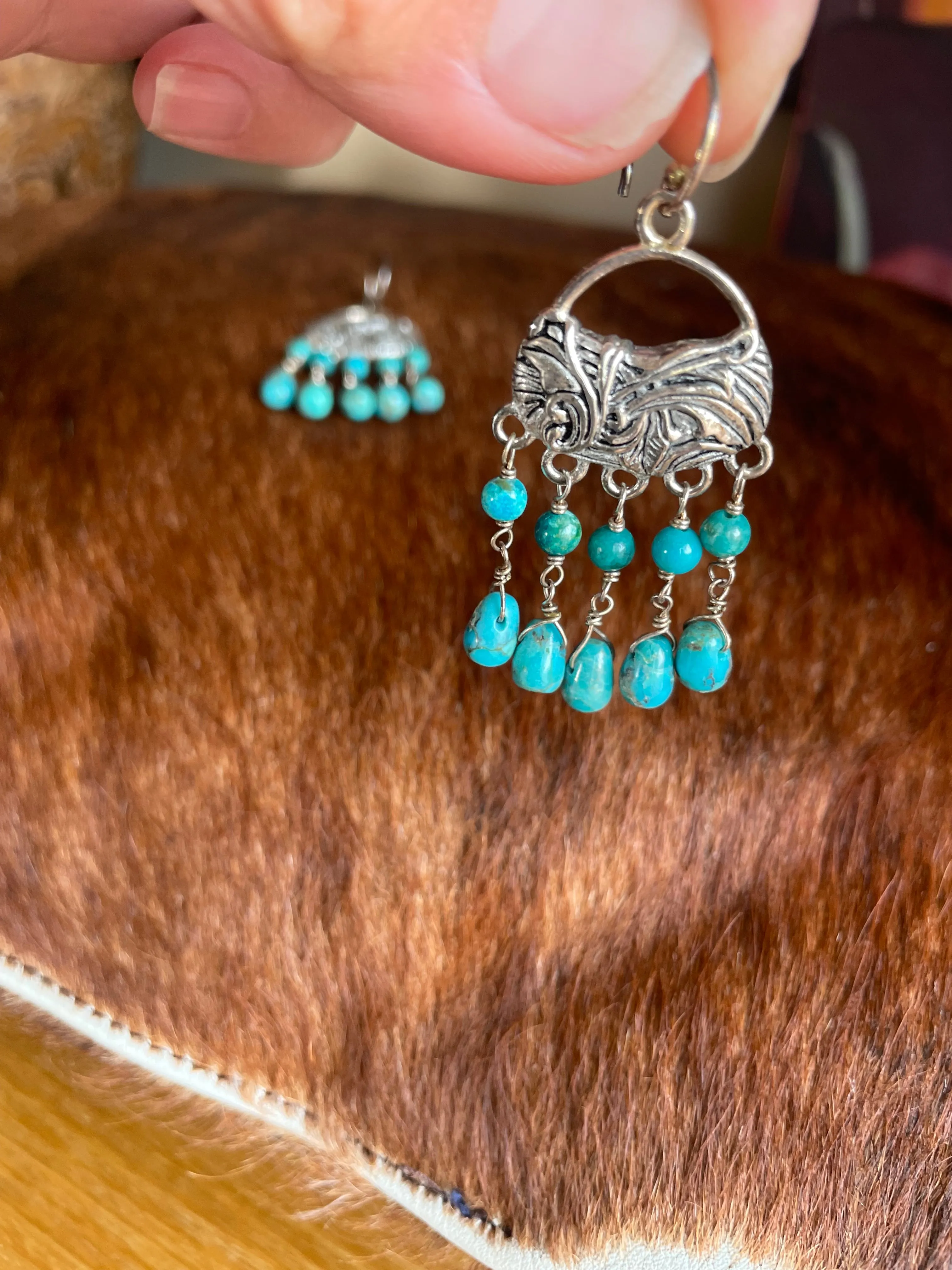 Silver and Turquoise Drop Earrings