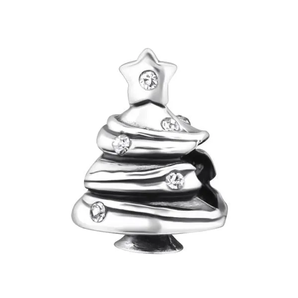 Silver Christmas Tree Charm Bead